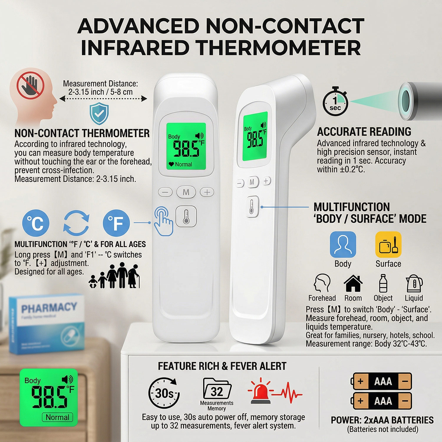 Thermomètre frontal numérique  - Digital Thermometer Infrared avis et prix